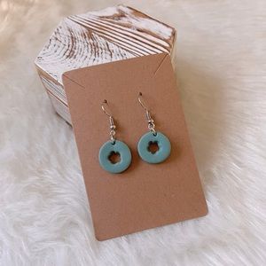 Blue Round Flower Earrings